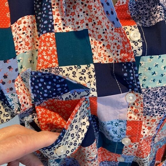 Land’s End Plus Size Dress patchwork long sleeve button down belted pockets LP - Picture 9 of 14